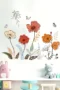 Boho Wandsticker mit Blumen & Schmetterlingen – Selbstklebend & ablösbar | Matte in Orange, Rot, Weiß & Grün auf Schwarz | Unregelmäßige Blüten- & Blättermuster für Wohnzimmer, Schlafzimmer & Boho-Dekor – Florale Wanddekoration