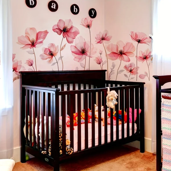 Moderne Wandsticker mit großem, lebendigem Blumenmotiv in Pink – Leicht anzubringen, ideal für Schlafzimmer, Wohnzimmer, Sofa oder Eingangsbereich | Zeitgemäße Dekoration für Zuhause | Blickfang für Flur & Wohnräume – Einfache Anwendung - Image 3