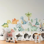 1 Dinosaurier Wandaufkleber für Schlafzimmer, Flur, Wohnzimmer & Veranda – Selbstklebende Wanddekoration für Wohnzimmer, Büro, Hintergrundwand & Heimdekoration | Glänzende Wandkunst im Dinosaurier-Thema