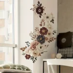 Elegantes Blumen Wandtattoo – Vinyl Wandsticker in Weiß, Beige, Rot & Schwarz für Wohnzimmer, Schlafzimmer & Flur, Selbstklebend mit Glänzender Oberfläche