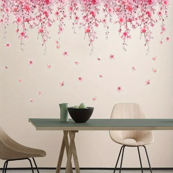 Florale Wandtattoos mit Schmetterlingen – Selbstklebender Wandaufkleber im Blumenranken Design, Dekor für Küche, Fenster & Wohnzimmer - Image 7