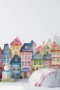 Wandtattoo Stadthäuser Bunt Pastell – Abziehbare Wanddeko Kinderzimmer