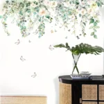 Florale Wandtattoos mit Schmetterlingen – Selbstklebender Wandaufkleber im Blumenranken Design, Dekor für Küche, Fenster & Wohnzimmer