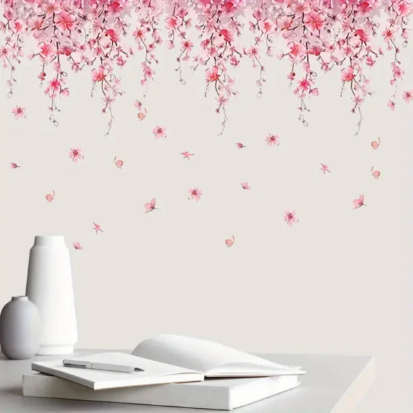 Florale Wandtattoos mit Schmetterlingen – Selbstklebender Wandaufkleber im Blumenranken Design, Dekor für Küche, Fenster & Wohnzimmer