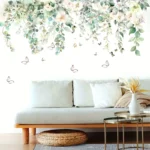 Florale Wandtattoos mit Schmetterlingen – Selbstklebender Wandaufkleber im Blumenranken Design, Dekor für Küche, Fenster & Wohnzimmer