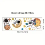 1 Stück Astronaut Wandsticker mit Planeten & Sternen – Selbstklebendes Wandtattoo, Kosmische Raumdeko für Schlafzimmer, Wohnzimmer, Kinderzimmer, Büro