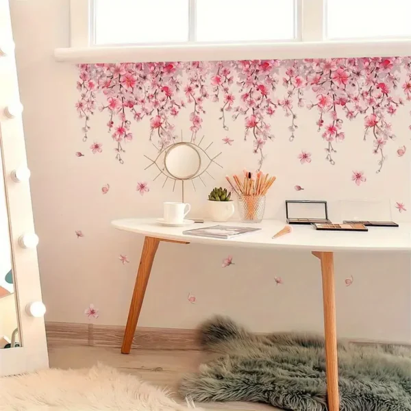 Florale Wandtattoos mit Schmetterlingen – Selbstklebender Wandaufkleber im Blumenranken Design, Dekor für Küche, Fenster & Wohnzimmer - Image 5