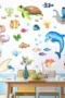 Wandtattoo Unterwasserwelt – Oktopus, Meeresschildkröte, Fische (4 Stück) – Selbstklebendes Wandtattoo für Kinderzimmer, Wohnzimmer, Badezimmer, Dekoration für Wand und Raum