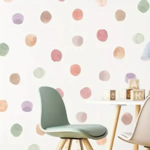 Polka Dot Wandsticker, Aquarell Wandaufkleber – 36 Teile, Set aus 3, Abziehbare und Haftende Wanddekoration für Wohnzimmer, Schlafzimmer, Kinderzimmer, Kinderzimmer Wandtattoos