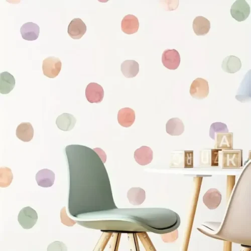 Polka Dot Wandsticker, Aquarell Wandaufkleber – 36 Teile, Set aus 3, Abziehbare und Haftende Wanddekoration für Wohnzimmer, Schlafzimmer, Kinderzimmer, Kinderzimmer Wandtattoos