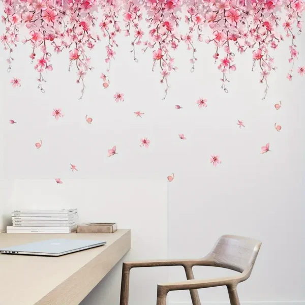Florale Wandtattoos mit Schmetterlingen – Selbstklebender Wandaufkleber im Blumenranken Design, Dekor für Küche, Fenster & Wohnzimmer - Image 3