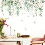 Florale Wandtattoos mit Schmetterlingen – Selbstklebender Wandaufkleber im Blumenranken Design, Dekor für Küche, Fenster & Wohnzimmer