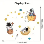 1 Stück Astronaut Wandsticker mit Planeten & Sternen – Selbstklebendes Wandtattoo, Kosmische Raumdeko für Schlafzimmer, Wohnzimmer, Kinderzimmer, Büro