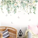 Florale Wandtattoos mit Schmetterlingen – Selbstklebender Wandaufkleber im Blumenranken Design, Dekor für Küche, Fenster & Wohnzimmer
